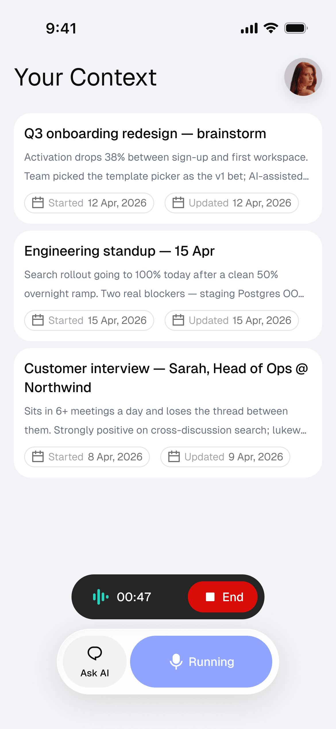 Trace mobile app showing the discussion details page